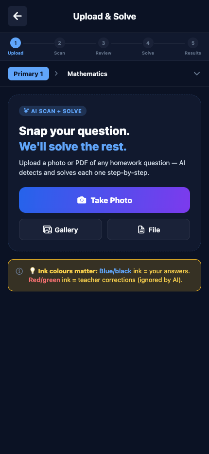 Upload and solve a question with AI